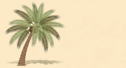 Illustration of a palm tree on a minimalist beige background