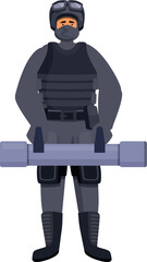 Fototapeta premium Soldier standing and holding a rocket launcher, embodying military power, defense, and combat readiness