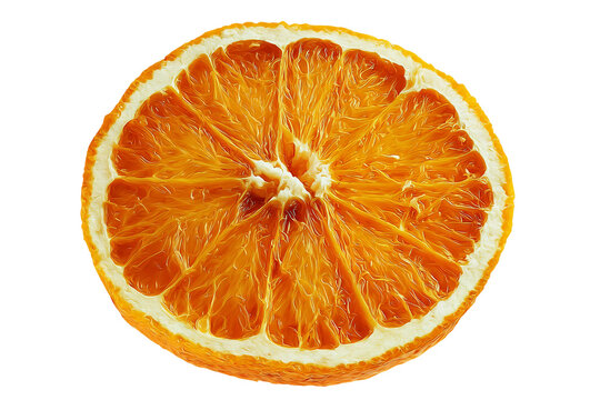 Minimalist dried orange slice illustration in modern comic style isolated on transparent background