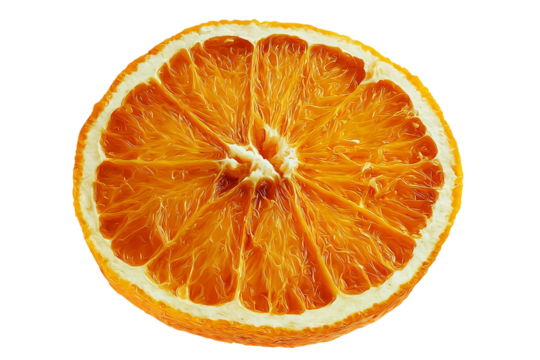 Minimalist dried orange slice illustration in modern comic style isolated on transparent background - Powered by Adobe