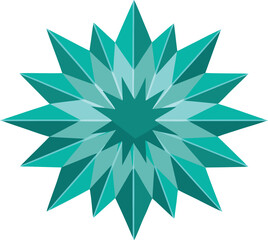 Geometric teal starburst snowflake crystal abstract design