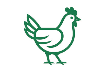 Fototapeta premium Green chicken line art icon symbolizing poultry, farm animals, organic food, and eco-friendly agriculture. Transparent background
