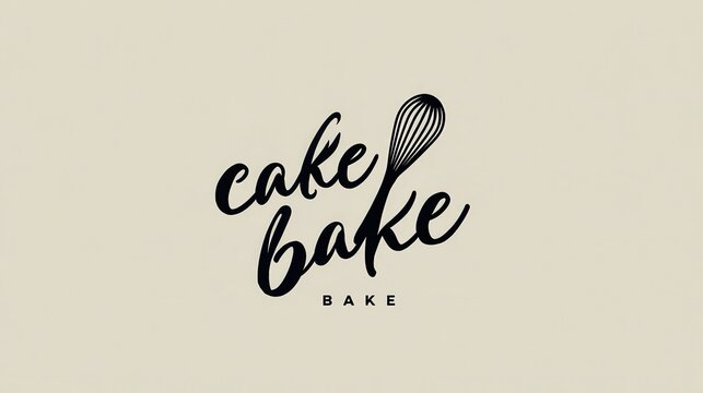 Cake bake logo with whisk icon