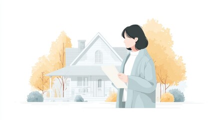 Young Woman Examining Blueprint Outdoors, Architectural Design, Construction Planning, Engineering, Professional Female, Urban Development.