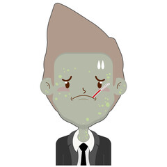 business or receptionist man sick face cartoon cute