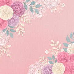 Seamless vector pattern of pink rose flowers for a vintage floral love card design illustration