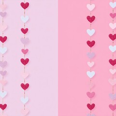 Romantic Valentine Love Theme - Pastel Heart Garland on Pink Background for Valentines Day Decor for couples and celebration background