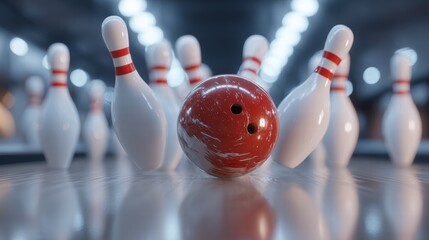 Bowling strike concept. Blue Bowling Ball hits bowling pins. Transparent background pin, strike, bowling, ten, icon, ball, illustration