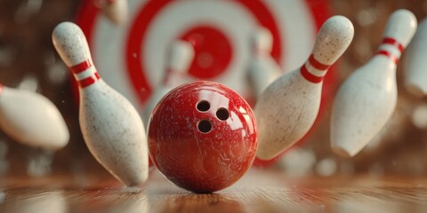 Bowling strike concept. Blue Bowling Ball hits bowling pins. Transparent background illustration, ten, bowling, strike, ball, pin, icon