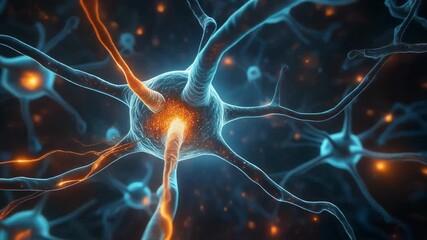 Neural Network Interconnected Neurons and Synaptic Connections - Powered by Adobe