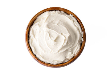 Traditional yogurt, full-fat or nonfat. Yogurt made from cow's or goat's milk on white  background
