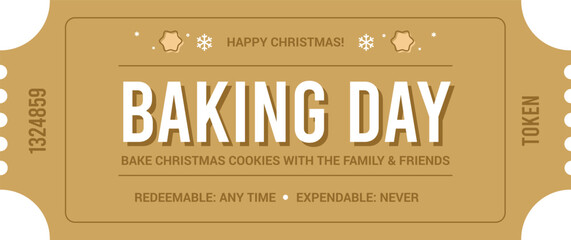 Home Holiday Activity Ticket or Coupon for Baking Day Vector Cutout Illustrated Template