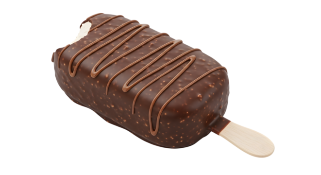Delicious chocolate covered ice cream bar on a stick isolated on transparent background