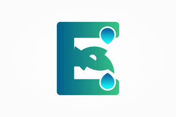vector illustration of a green E faucet
