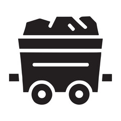Loaded Mine Cart icon or logo isolated sign symbol vector illustration - high quality black style vector icons