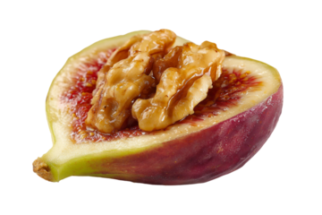 Artistic fig and walnut composition illustration isolated on transparent background