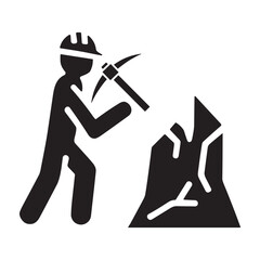 Miner Rock Pick icon or logo isolated sign symbol vector illustration - high quality black style vector icons