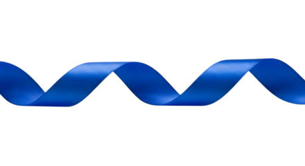 Elegant blue ribbon curled isolated on transparent background