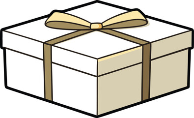 Simple white gift box with yellow ribbon and bow