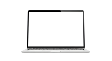 Laptop with blank screen for mockup isolated on transparent background
