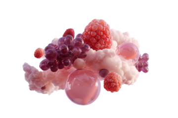 Floating snack artwork in fantastical dreamlike surrealism isolated on transparent background