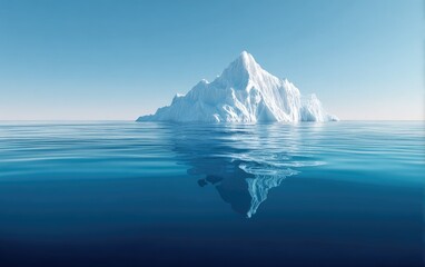 Giant, glistening iceberg floats majestically in crystal blue water