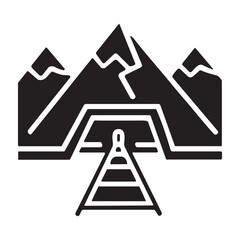 Mountain Mine Cart icon or logo isolated sign symbol vector illustration - high quality black style vector icons