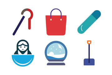 Minimalist Christmas Flat Vector Icon Bundle