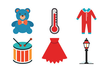 Minimalist Christmas Flat Vector Icon Bundle