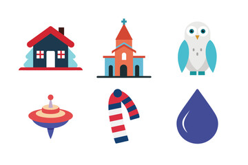 Minimalist Christmas Flat Vector Icon Bundle