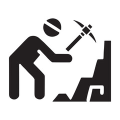 Pickaxe Worker icon or logo isolated sign symbol vector illustration - high quality black style vector icons