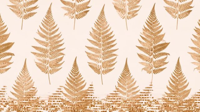 A repeating pattern showcases delicate fern fronds in warm tones, evoking a vintage, botanical aesthetic
