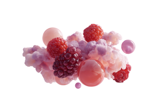 Colorful floating snack in ethereal dreamlike surreal art isolated on transparent background