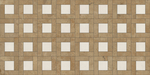 Modern seamless geometric pattern with natural textures: marble, wood, stone, cement, terrazzo. Ideal for interior design, wallpaper, packaging, textiles, tiles, and parquet flooring.	