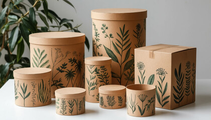 Ecological Cardboard Jars with Botanical Illustration Design