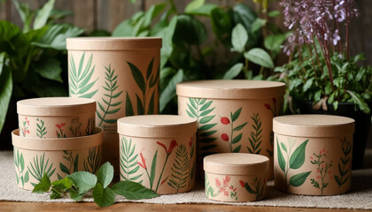 Ecological Cardboard Jars with Botanical Illustration Design