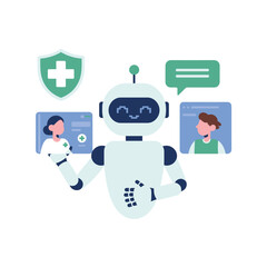 Medical AI Robot Assisting Patients with Digital Healthcare Support Illustration