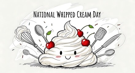 Cute whipped cream illustration for National Whipped Cream Day