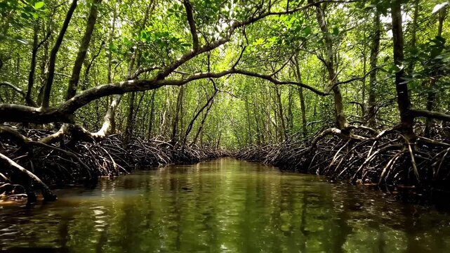 Serene Mangrove Forest - A Tranquil Journey Through Natures Waterway.
