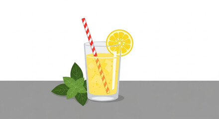 Refreshing lemonade with mint and lemon slice a cool drink on a hot day perfect for summer menus and healthy lifestyle campaigns