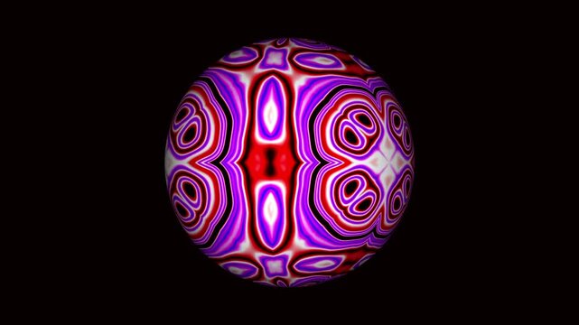 Purple neon orb with bold symmetrical patterns and glowing center.
