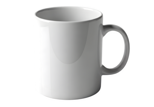 White Ceramic Coffee Mug Mockup for Design Branding Isolated on Transparent Background PNG