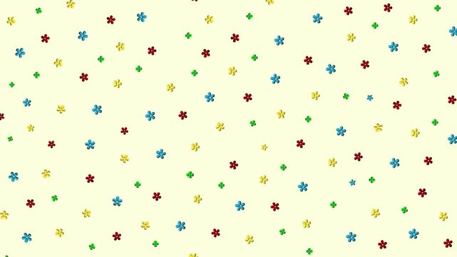 4K footage Simple colorful floral rotate wiggle icons four in bright colors petals animated screen saver lockscreen. Ideal for presentations, motion graphics, and digital art projects
