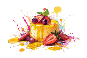 Funky Fruit Custard Graffiti Artwork isolated on transparent background