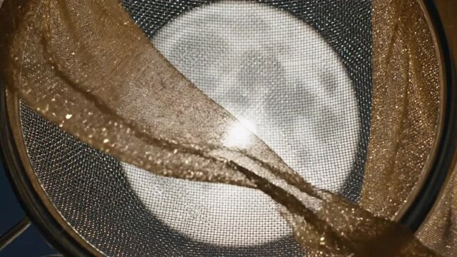 Karva Chauth Ritual Moon Glimmering Through Sieve and Golden Cloth