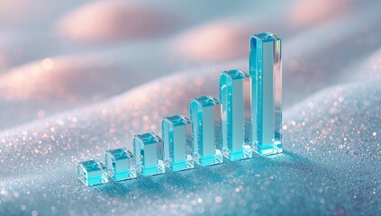 Stunning crystal growth chart showcasing success and progress on a sparkling background, perfect for visualizing business growth and positive market trends