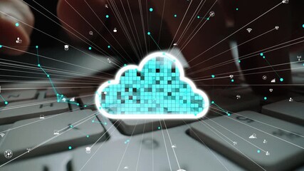 Vivid representation of a digital cloud symbolizing data connections and technological evolution, showcasing the integration of modern communication and internet solutions. Xenic