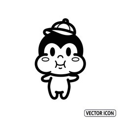 Cartoon Character with Puffy Cheeks and Baseball Cap Illustration.