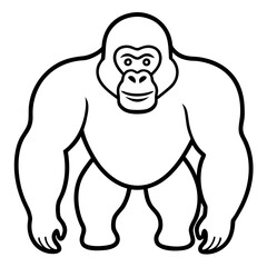 gorilla vector line art on whit background 