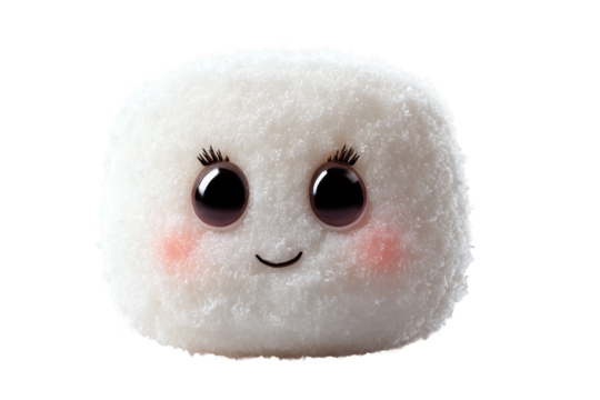 Comical Mochi Character Drawing isolated on transparent background